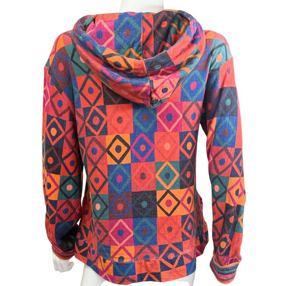 Farm Rio For Anthropologie Womens Geometric Hooded Pullover Multicolor M - Picture 2 of 7